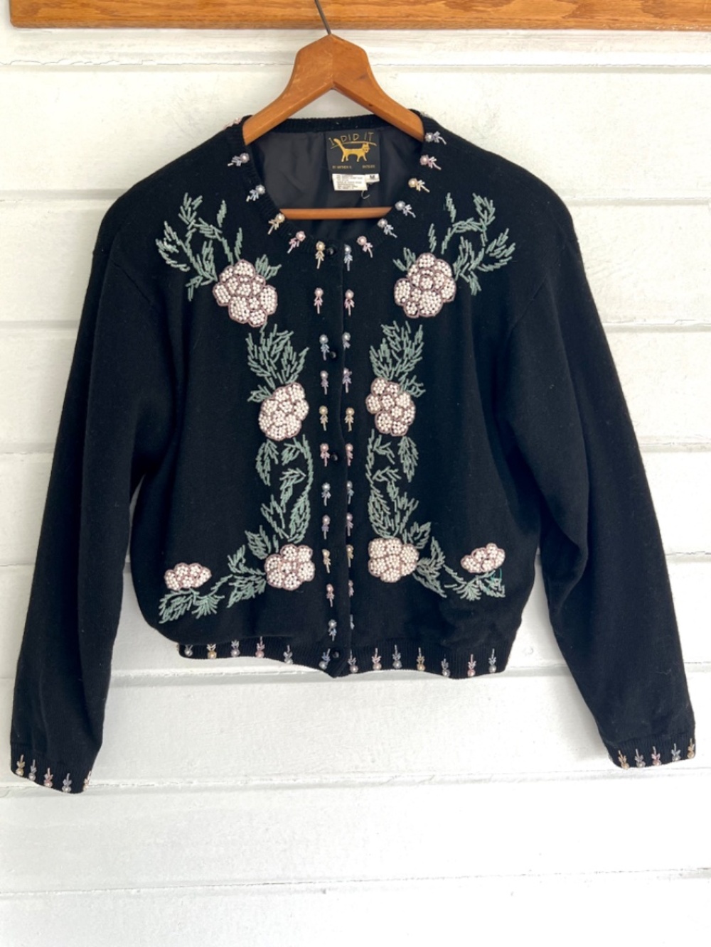 Vintage Beaded Angora Blend Cardigan by I DID IT! by Mathew H - M